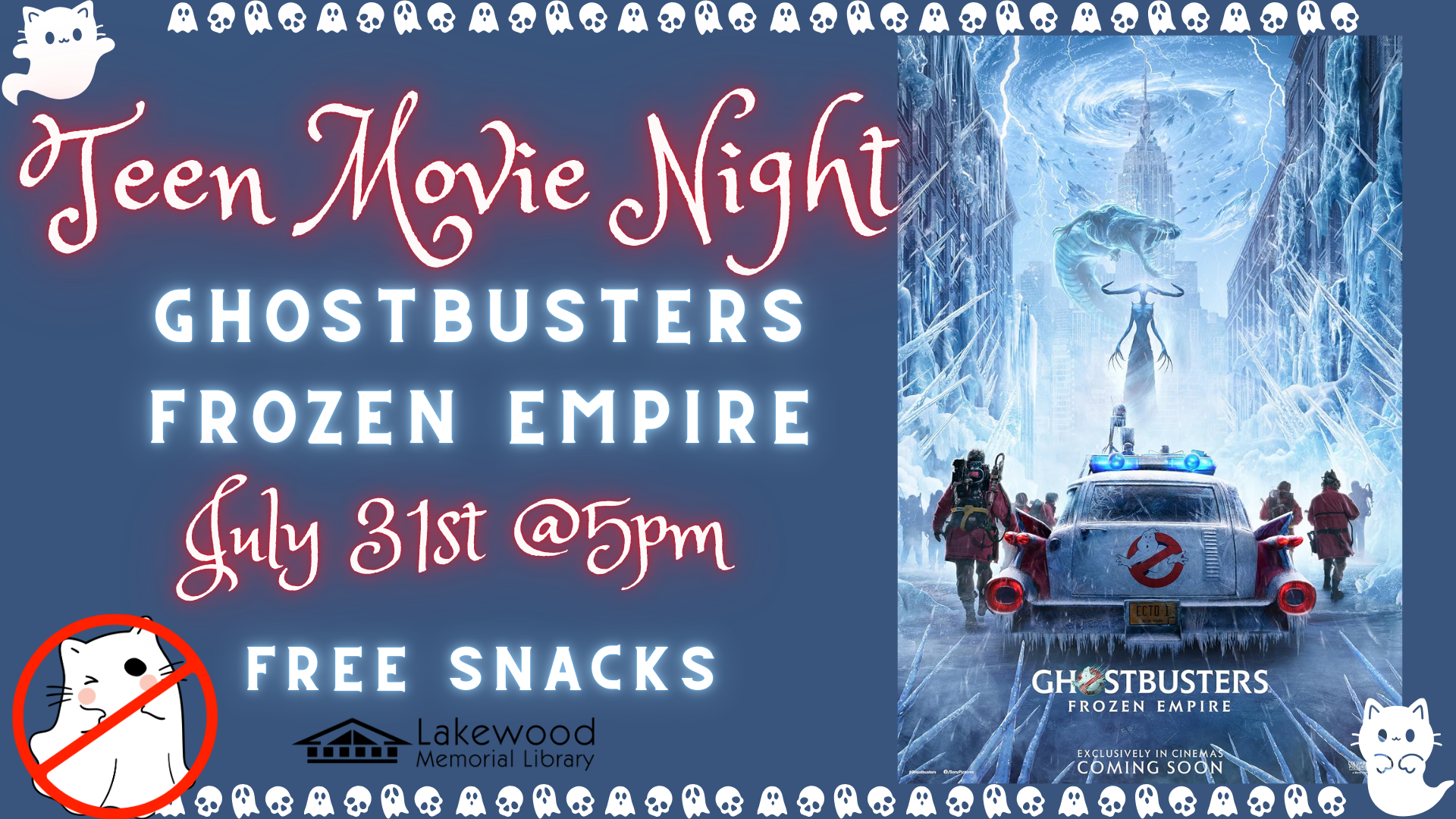 Teen Movie Night: Ghostbusters Frozen Empire