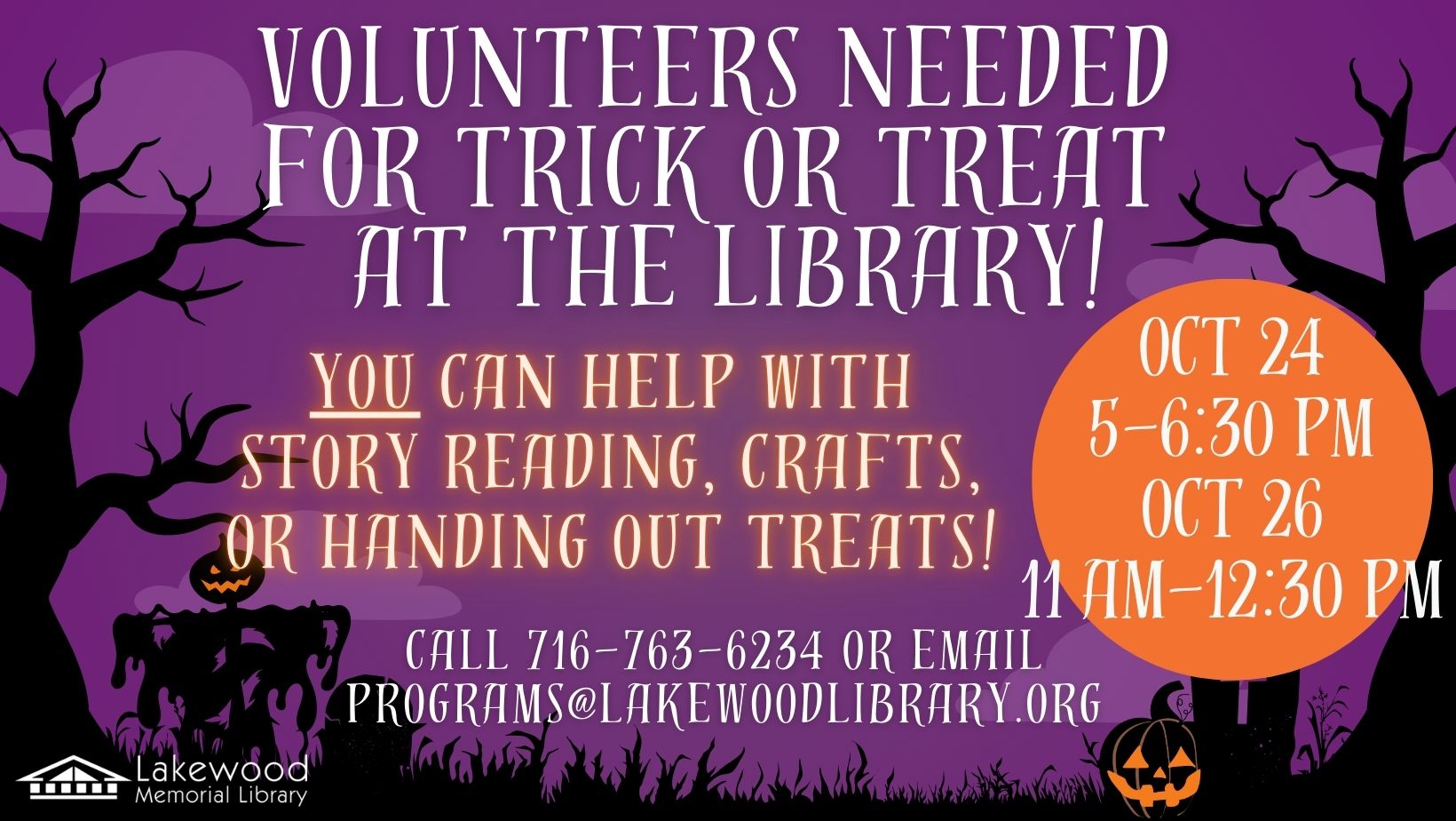 Halloween Volunteers Needed