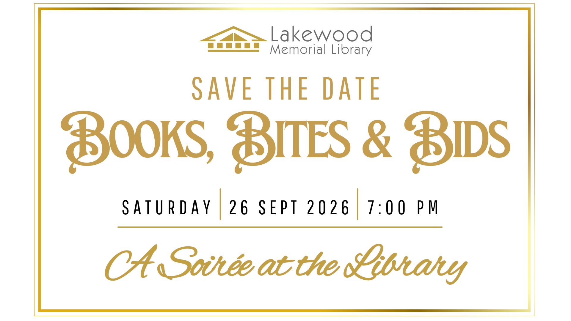 Save The Date for Books, Bites & Bids